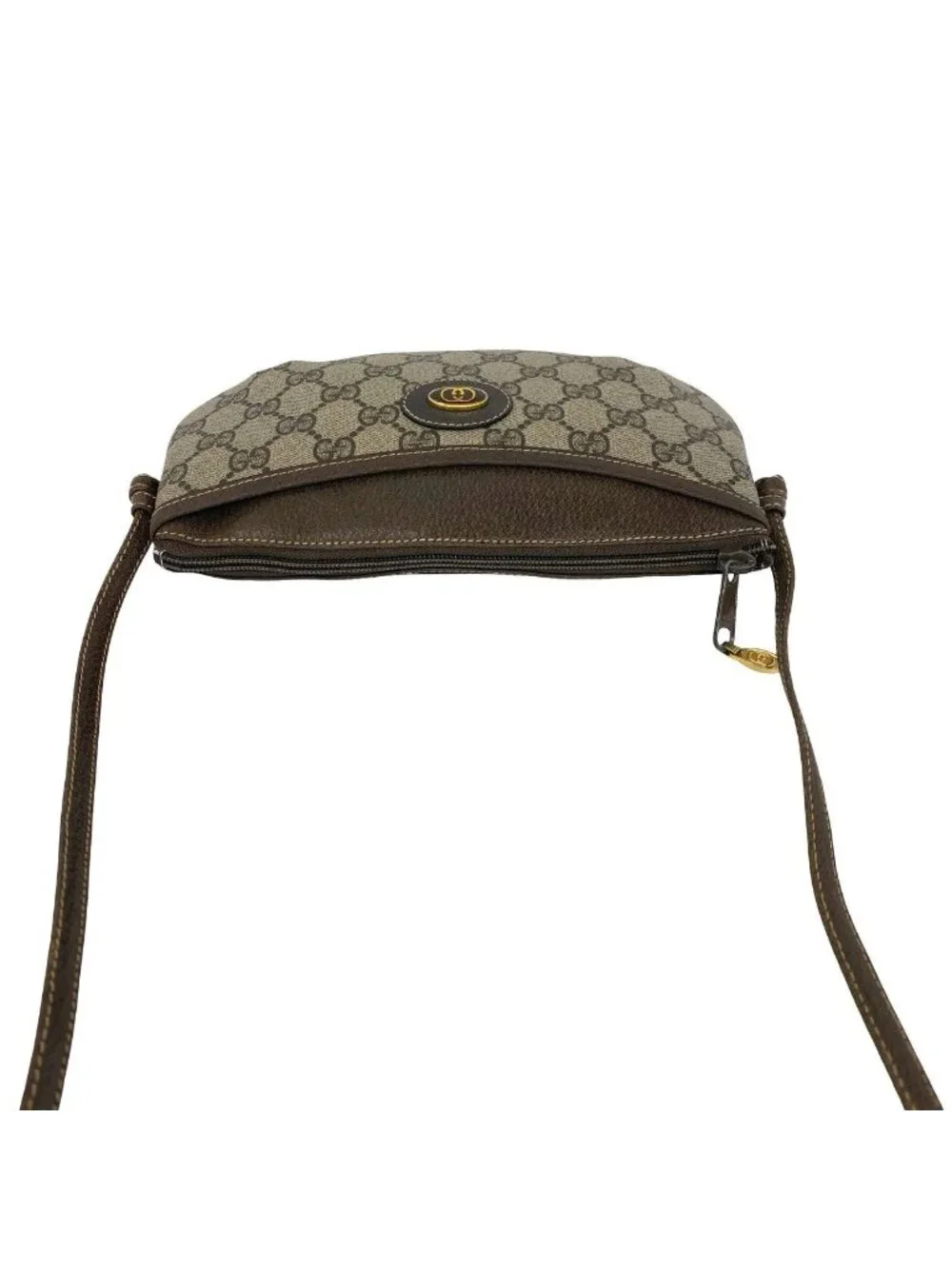 Gucci Vintage GG Logo Leather Mini Shoulder Bag Pochette Crossbody Brown